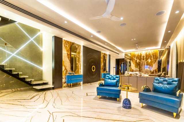 Penthouse Mumbai Blue Sofa Living Space